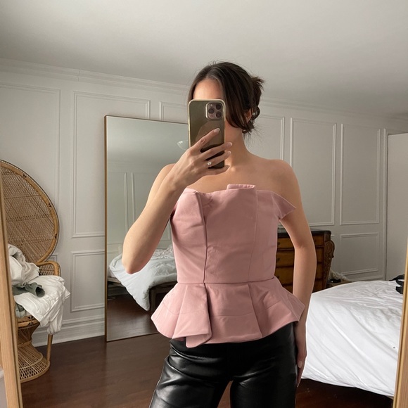 Dusty Rose Peplum Top - Picture 1 of 5
